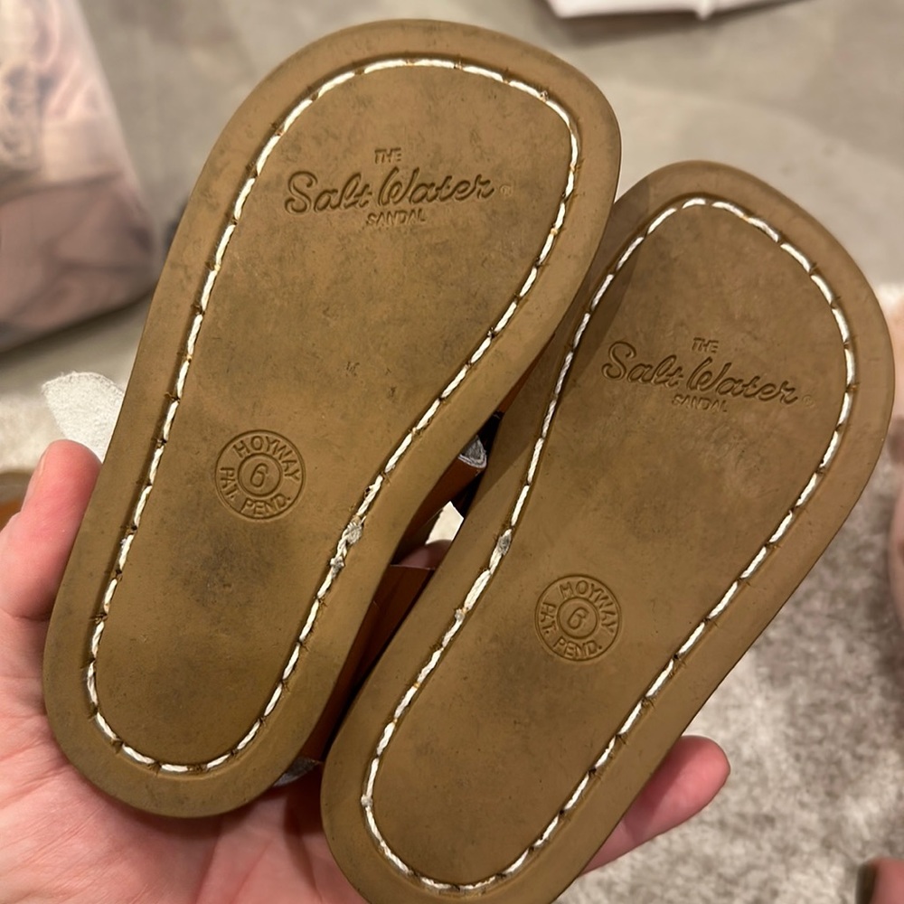 Brown leather saltwater sandals. Size 6. Hardly worn.